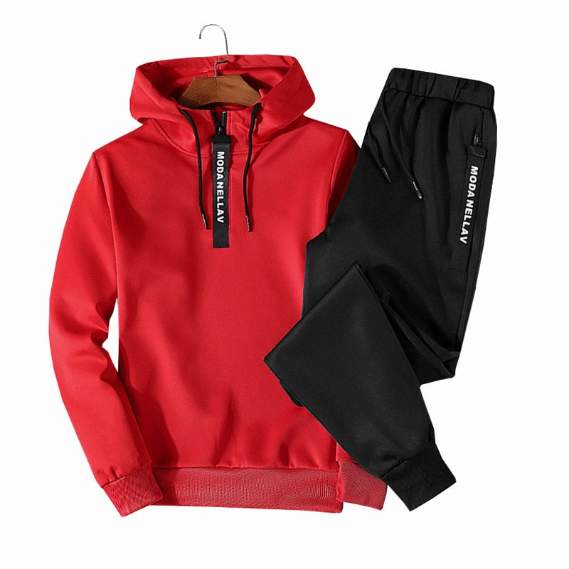 Tracksuit Men 2 Piece Sweatshirt + Sweatpants Set