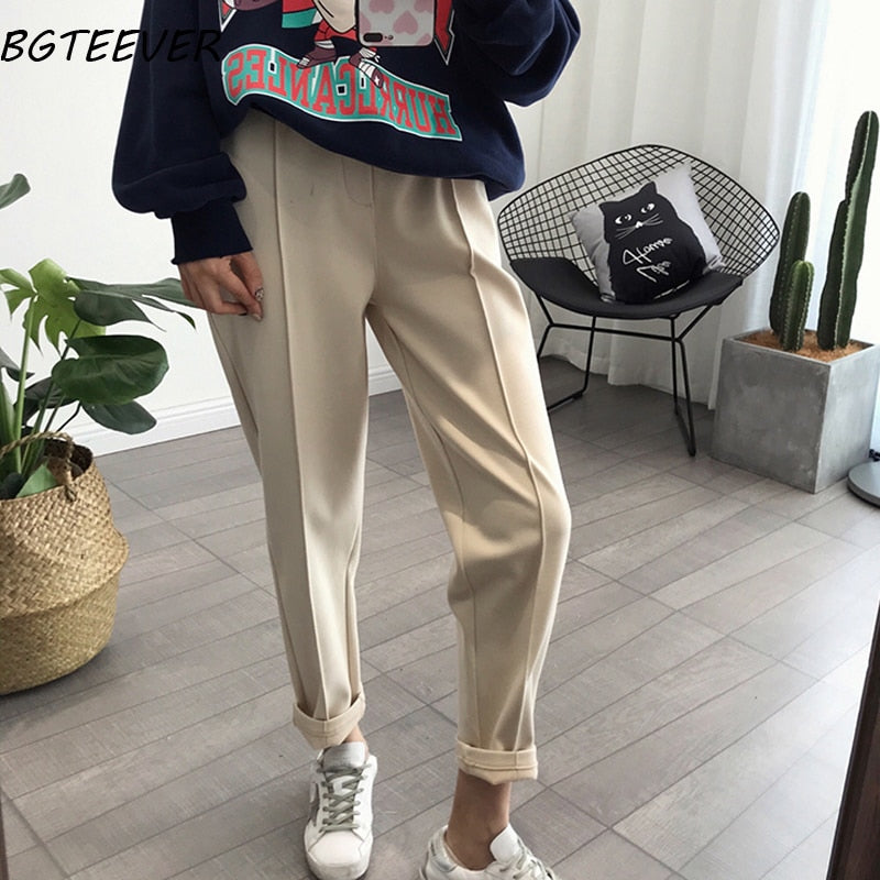 BGTEEVER Spring Thicken Women Pencil Pants