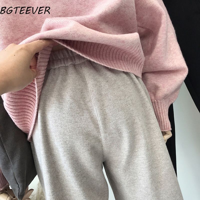 BGTEEVER Spring Thicken Women Pencil Pants