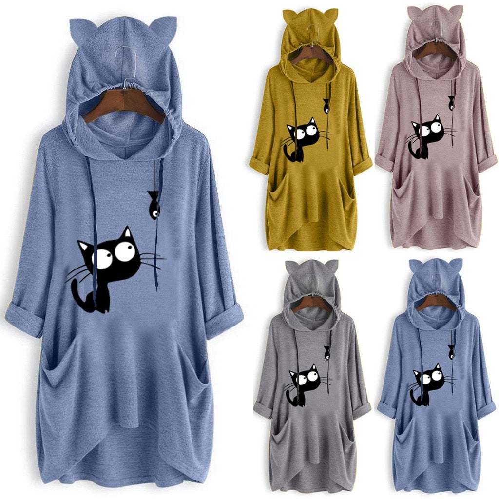 Cat print hoodie