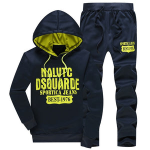 Tracksuit Men 2 Piece Sweatshirt + Sweatpants Set