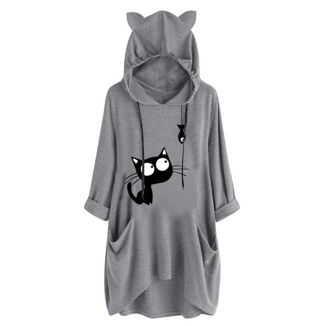 Cat print hoodie